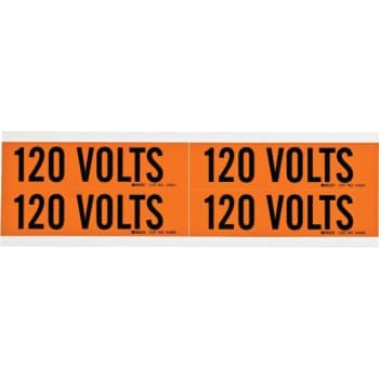 Image for Brady® 120 VOLTS Label 1.125H x 4.125W x0.0073"D Black-Orange Card, Package Of 4 from HD Supply
