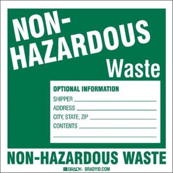 Image for Brady® "HAZARDOUS" Label 6" H x 6" W x 0.004" D Green on White, Package of 50 from HD Supply