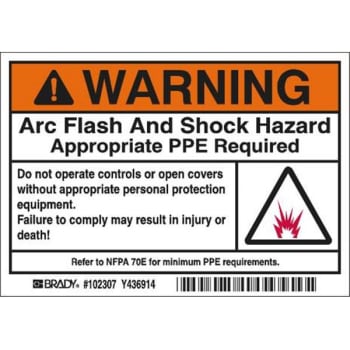 Image for Brady® Arc Flash Label Polyester, Black/Orange on White, 3.5 in H x 5 in W from HD Supply