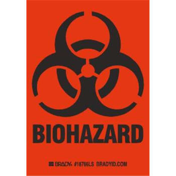 Image for Brady® "BIOHAZARD" Label polyester, black on orange, 5 in h x 3.5 in w from HD Supply