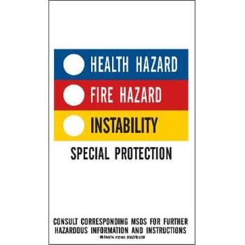 Brady® HMIG Color Bar Label 5" H x 3" W Black/Blue/Red/Yellow/White, Package Of 10