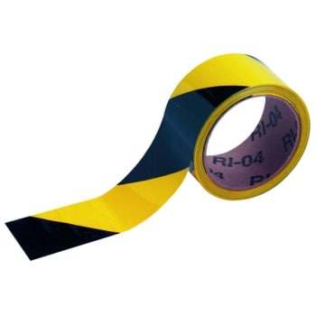 Image for Brady® "WARNING" Stripe & Check Tape 2 in W Black on Yellow Each from HD Supply