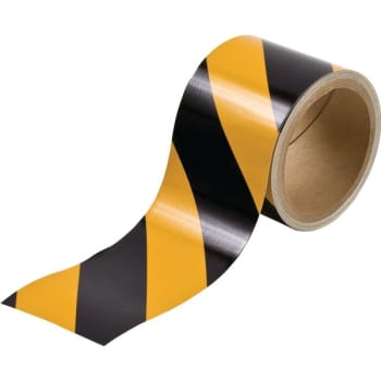 Brady® Reflective Black and Yellow Striped Tape 3" W Roll/ 5 Yards