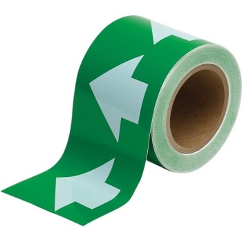 Image for Brady® Pipe Marker Tape with Arrows 4" W x 30 yd L White on Green from HD Supply