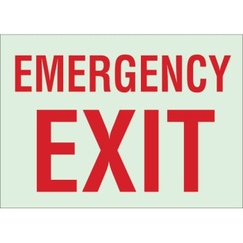 Brady® 10 x 14" Glow In The Dark Self Sticking Emergency EXIT Sign