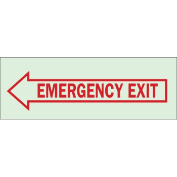 Image for Brady® 3-1/2 x 10" Glow In The Dark Self Sticking Emergency EXIT Left Sign from HD Supply