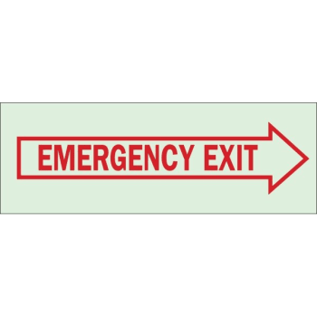 Image for Brady® 3-1/2 x 10" Glow In The Dark Self Sticking Emergency EXIT Right Sign from HD Supply