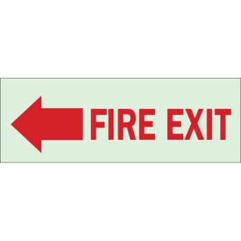 Brady® 3-1/2 X 10" Glow In The Dark Self Sticking Fire Exit Left Sign