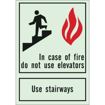 Image for Brady® 10 x 7" Glow In The Dark Self Sticking In Case Of Fire Do Not Use Sign from HD Supply