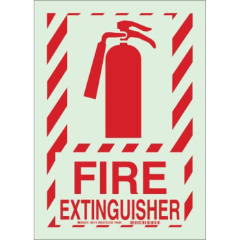 Image for Brady® 14 x 10" Glow In The Dark Self Sticking Fire Extinguisher Sign from HD Supply