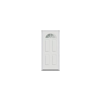 National Door Company 1/4 Lite 4-Panel 36x80" Front Door, White - RH, White Grilles