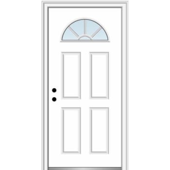 Image for National Door Company 1/4 Lite 4-Panel 36x80" Front Door, White - Rh, White Grilles from HD Supply