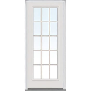 Image for National Door Company 15 Lite 36x80" Front Door, White - RH, Champagne Grilles from HD Supply