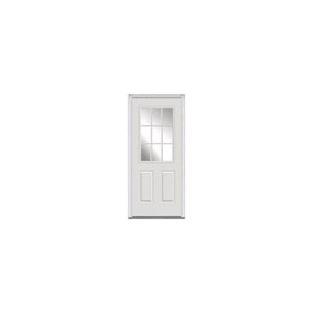 National Door Company 1/2 Lite 2-Panel 36x80" Front Door, White - LH, White Grilles