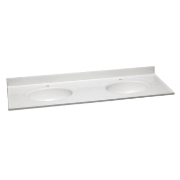 Design House® 61 X 22 Solid White Marble Vanity Top And Double Bowl, Single Hole