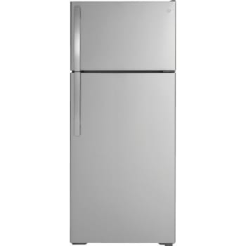 GE® 18 Cubic Feet Top Mount Refrigerator, Stainless Steel, Optional Icemaker 501233