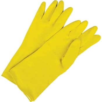 Yellow Latex Flock-Lined Gloves, Small, Puncture Resistant, Package Of 3 Pair