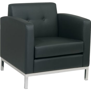 Image for Office Star Products Wall Street Armchair, Black Faux Leather from HD Supply