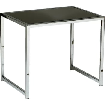 Image for Office Star Products Yield Chrome Frame Black Glass End Table from HD Supply