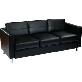 Office Star Products Pacific Sofa - Black Vinyl