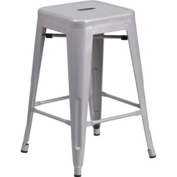 Flash Furniture 24" Backless Silver Metal Counter Height Stool