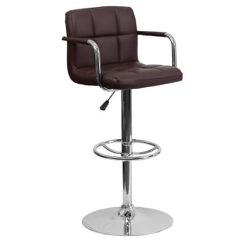 Image for Flash Furniture Brown Quilted Vinyl Adjustable Height Bar Stool With Arms And Chrome Base from HD Supply