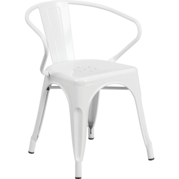 Image for Flash Furniture White Metal Chair With Arms from HD Supply