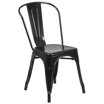 Flash Furniture Indoor/Outdoor Metal Stackable Chair (Black)