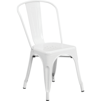 Flash Furniture Indoor/Outdoor Metal Stackable Chair (White)