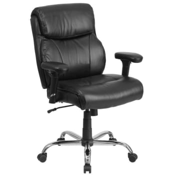 Image for Big And Tall Black Leather Chair Mid-Back Design 22" Wide Seat from HD Supply