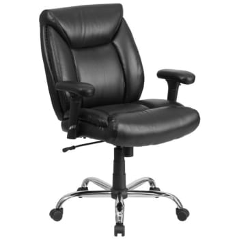 Image for Big And Tall Black Leather Chair Chrome Base 22-1/2" Wide Seat from HD Supply