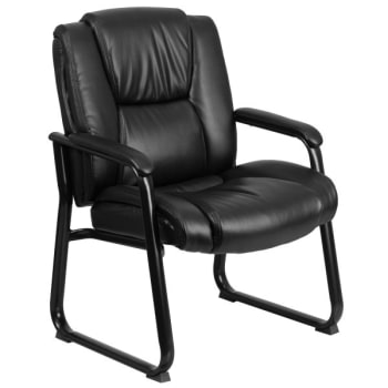 Image for Flash Furniture Black Leather Side Chair 24" Wide Seat High Back Extra Cushion from HD Supply