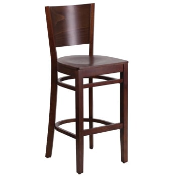 Image for Flash Furniture Lacey Series Solid Back Walnut Wooden Restaurant Barstool Wood Seat from HD Supply