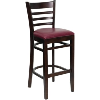 Image for Flash Furniture Hercules Series Walnut Finished Ladder Back Wood Barstool Burgundy Vinyl Seat from HD Supply