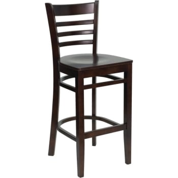Image for Flash Furniture Hercules Series Walnut Finished Ladder Back Wood Barstool Wood Seat from HD Supply