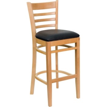 Image for Flash Furniture Hercules Series Natural Wood Finished Wooden Barstool Black Vinyl Seat from HD Supply