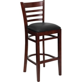 Image for Flash Furniture Hercules Series Mahogany Finished Wooden Barstool Black Vinyl Seat from HD Supply