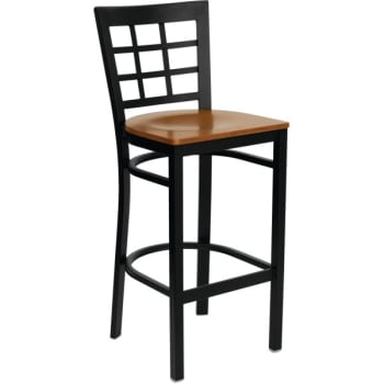 Image for Flash Furniture Hercules Series Black Window Back Metal Barstool Cherry Wood Seat from HD Supply