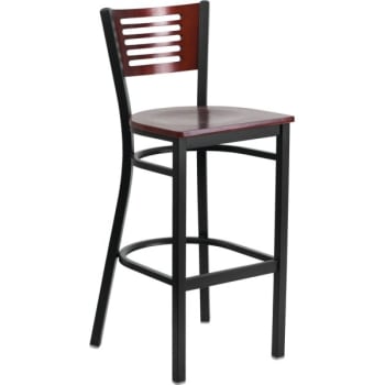 Image for Hercules Series Black Decorative Back Metal Barstool Mahogany Back And Seat from HD Supply