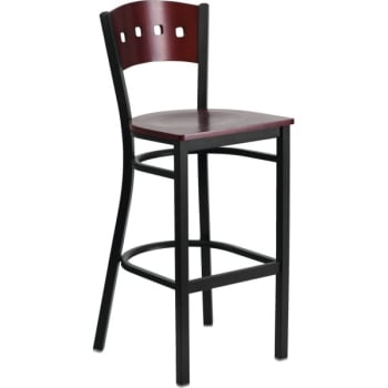 Image for Flash Furniture Hercules Series Black 4 Square Back Metal Barstool Mahogany Wood Back And Seat from HD Supply