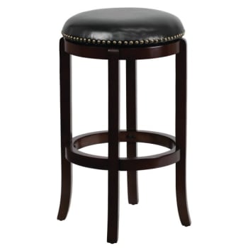 Flash Furniture 29" Backless Cappuccino Wood Barstool With Black Leather Swivel Seat