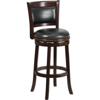 Flash Furniture 29 Cappuccino Wood Barstool With Black Leather Swivel Seat