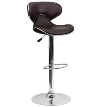 Flash Furniture Contemporary Cozy Mid-Back Brown Vinyl Adjustable Barstool With Chrome Base