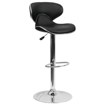 Image for Flash Furniture Contemporary Cozy Mid-Back Black Vinyl Adjustable Barstool With Chrome Base from HD Supply