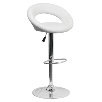 Image for Flash Furniture Contemporary White Vinyl Rounded Back Adjustable Barstool With Chrome Base from HD Supply
