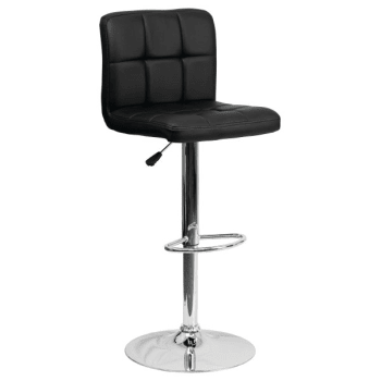 Flash Furniture Contemporary Black Quilted Vinyl Adjustable Barstool With Chrome Base