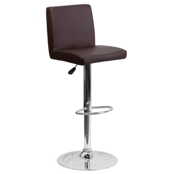 Flash Furniture Contemporary Brown Adjustable Barstool With Chrome Base Straight Mid Back Design