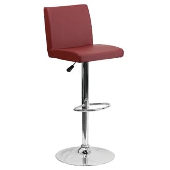 Flash Furniture Contemporary Burgundy Adjustable Barstool Chrome Base Straight Mid Back Design
