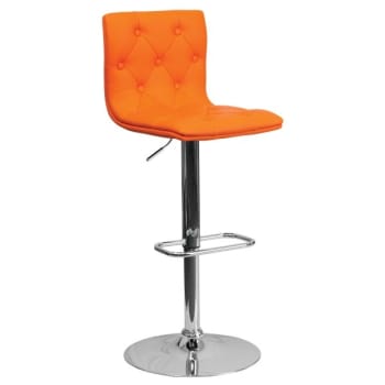 Image for Flash Furniture Contemporary Tufted Orange Vinyl Adjustable Height Barstool With Chrome Base from HD Supply