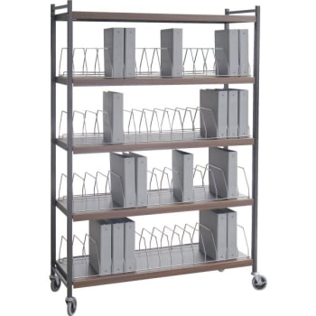 Omnimed Standard Vertical Open Chart Rack 5 Shelves 60 Binder Capacity Beige